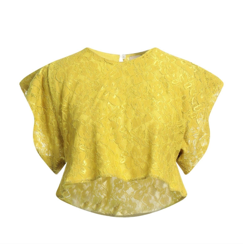 AREA BNWT Acid Green Lace Crop Top